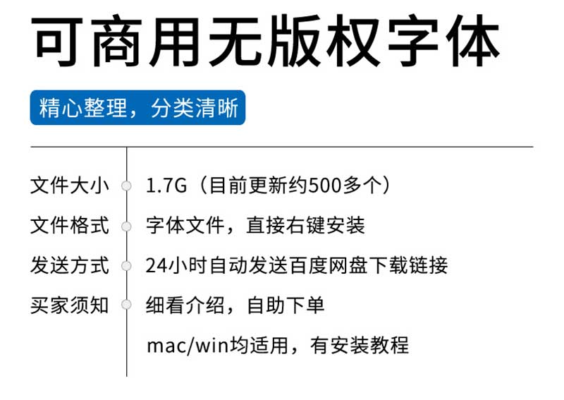 免费可商用字体包字体库中文英文美工无版权