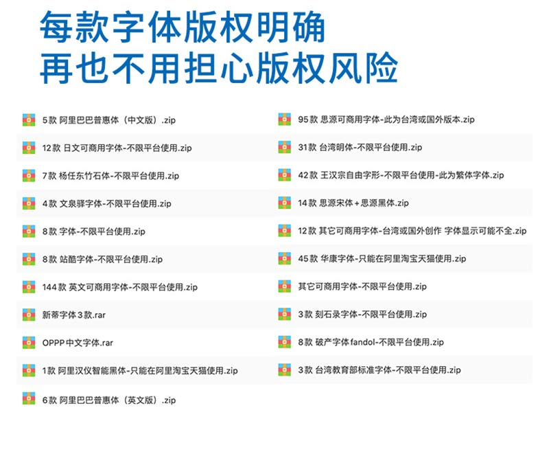 免费可商用字体包字体库中文英文美工无版权